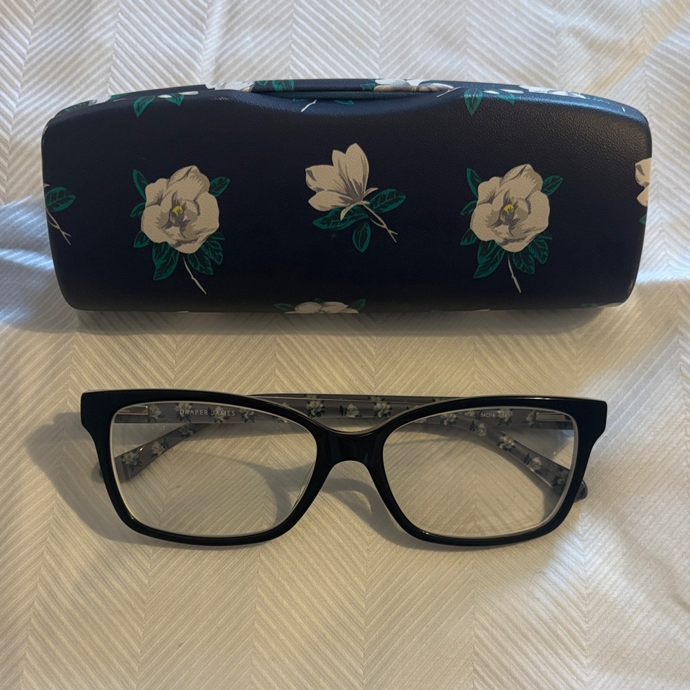 Draper James DJ5004 Black White Floral Eyeglasses Frames 54-16-140